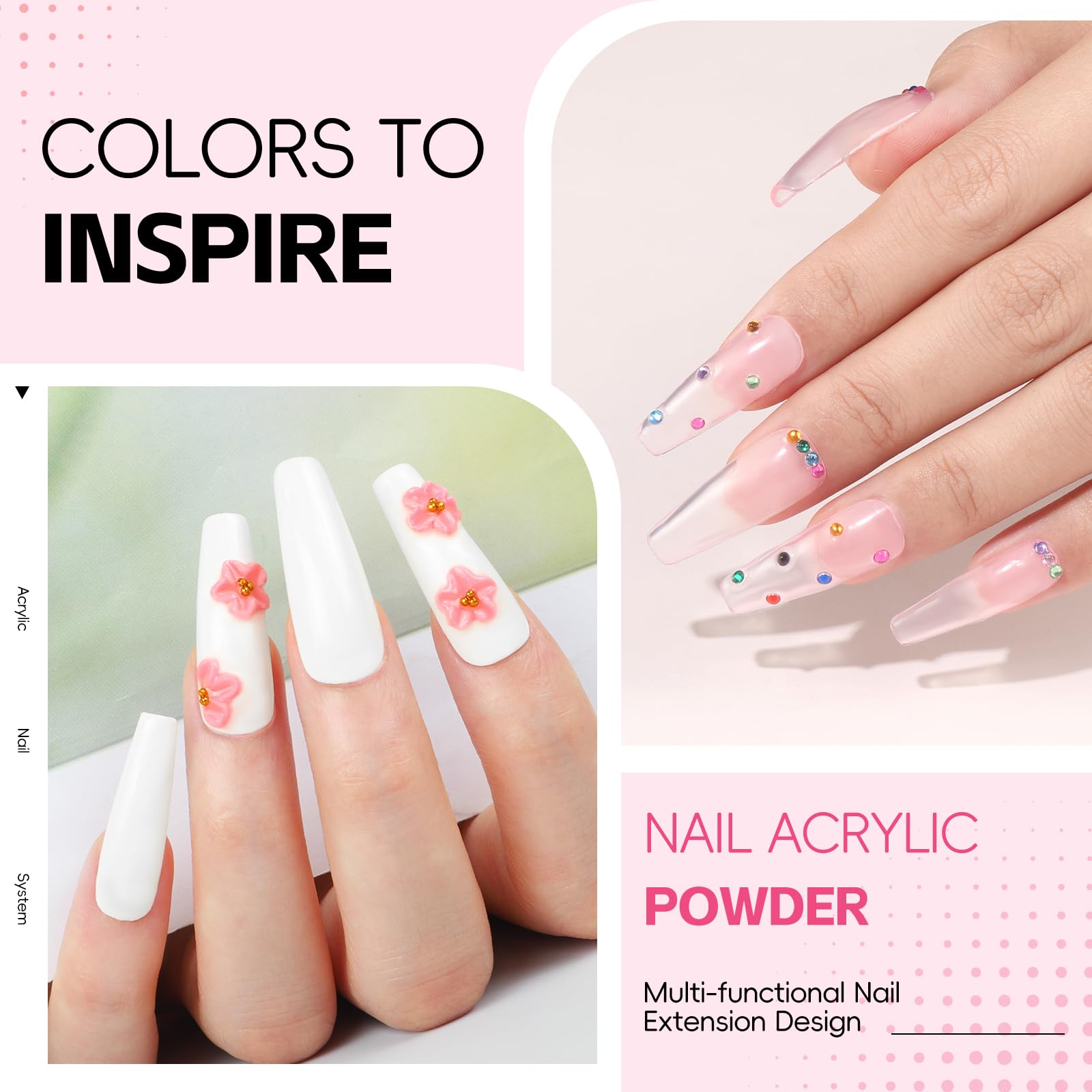 Coscelia Kit Uñas Acrílicas, 15pcs Polvo Acrilico para Uñas Profesional Acrilicas Uñas Iris Colores, Uñas Extensión Kit con Nail Art Supplies DIY Nail Art Design Salón
