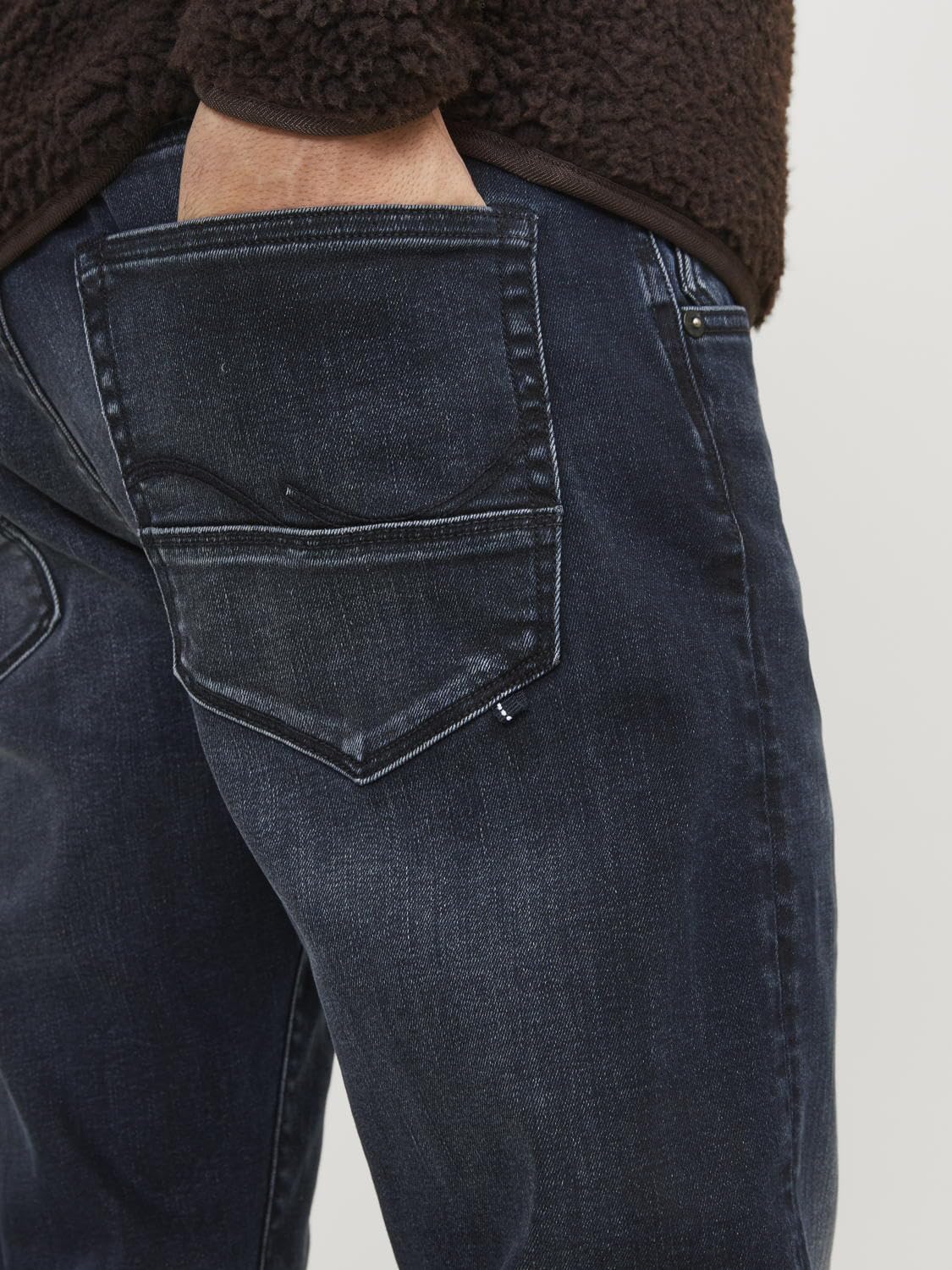 JACK & JONES Male Slim Fit Jeans JJIGLENN JJORIGINAL, Farbe:Dunkelblau, Jeans/Hosen Neu:34W / 36L