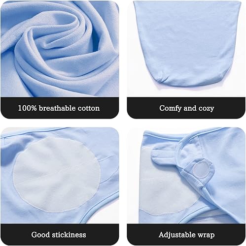 Miniatura 2 de Manta de envolver para bebé, niña y niño, fácil de cambiar, paquete de 2 saco de dormir ajustable para bebés recién nacidos de 0 a 3 meses (azul y