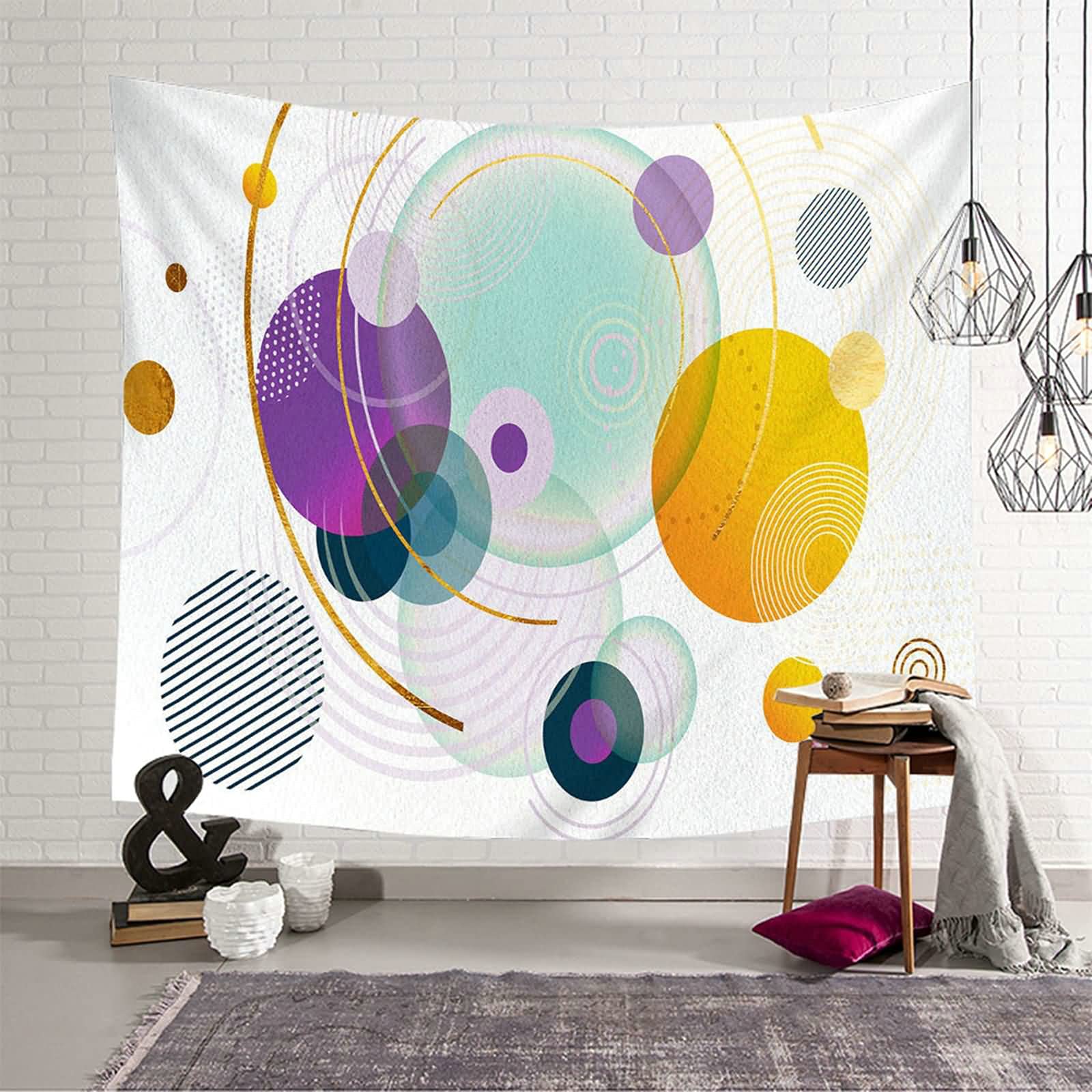 Tapiz de pared de poliéster resistente KnSam, diseño geométrico de 150 x 130 cm