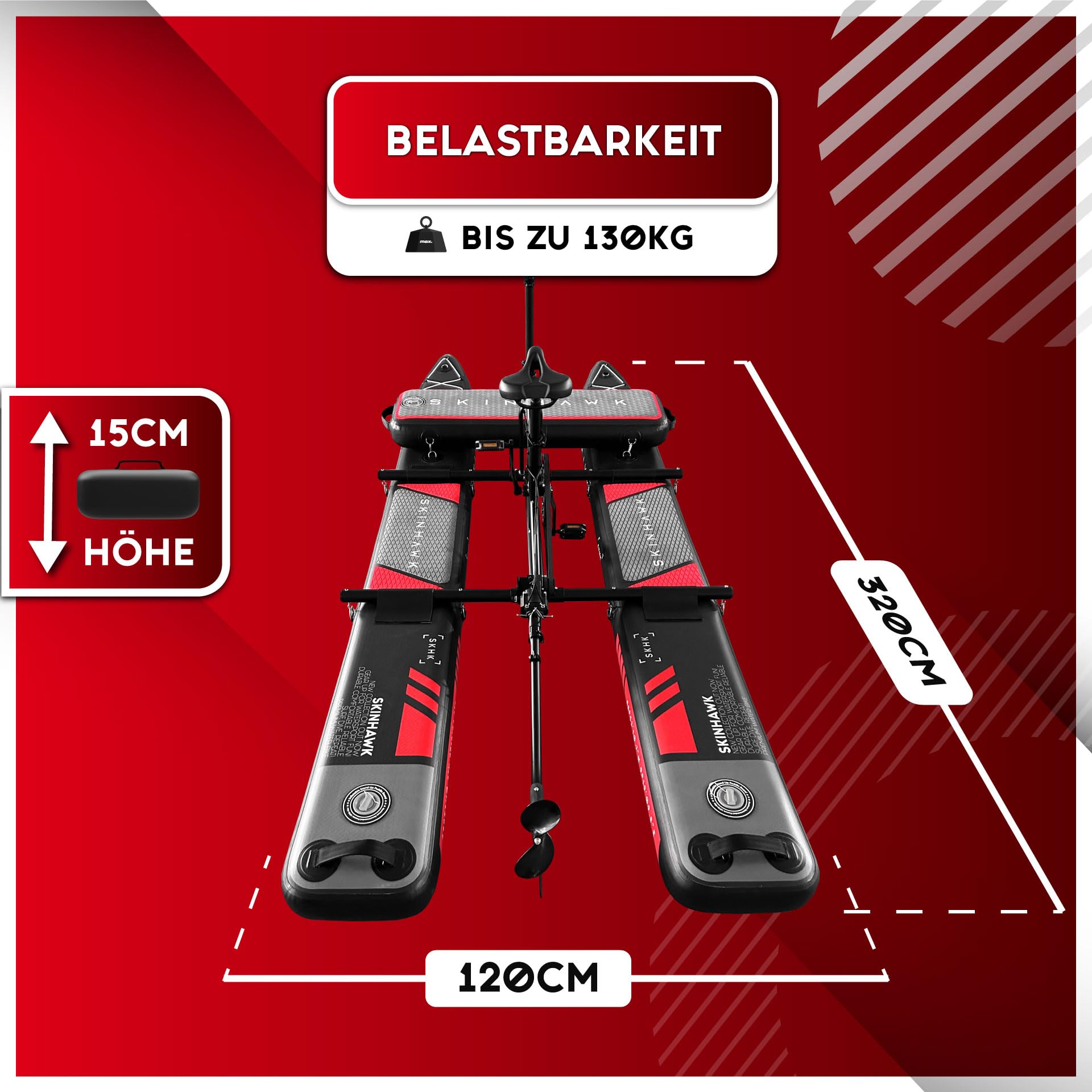 SKINHAWK Waterbike, nadmuchiwany rower wodny, łódź pedałowa, SUP, podwójna warstwa Full Dropstitch