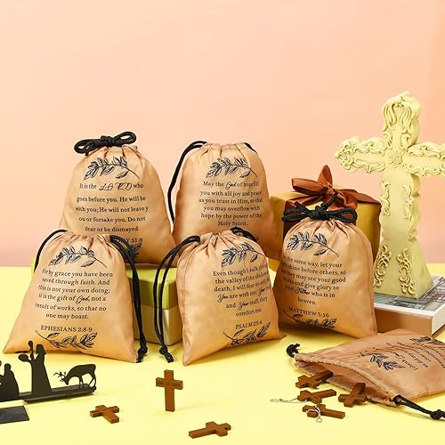 Miniatura 3 de Paterr 24 bolsas de regalo cristiano con cordón, versículos de la Biblia, diarios de oración, regalos religiosos inspiradores de 6.9 x 10 pulgadas,