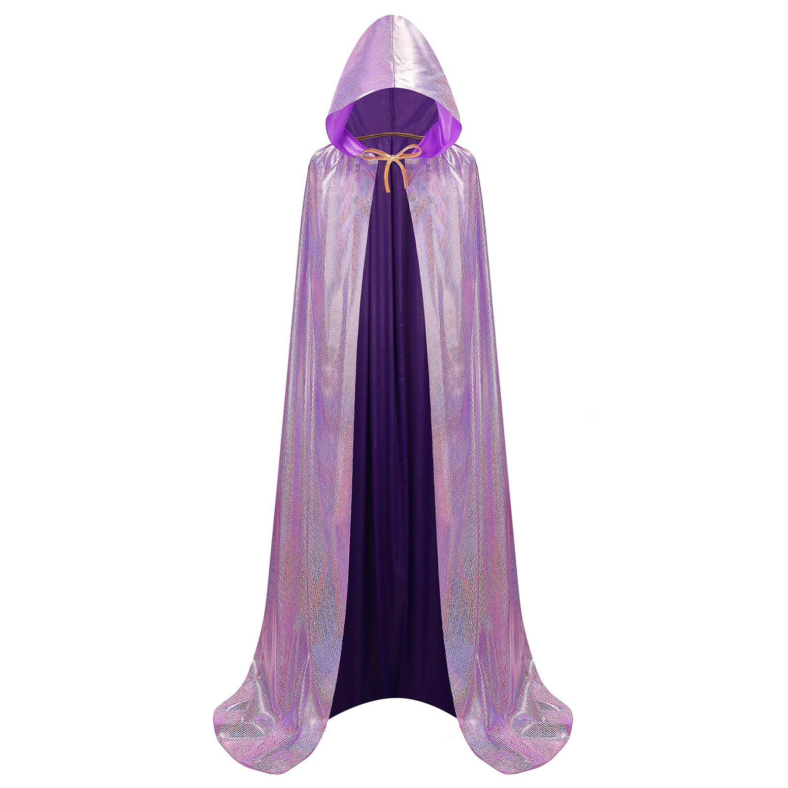 HAPNBCELE Adults Glittering Cape Glitter Hooded Cloak, Bling Bling Shiny Fancy Dress for Halloween Christmas Carnival Party (Light Purple, 150cm/59.0") — image 1