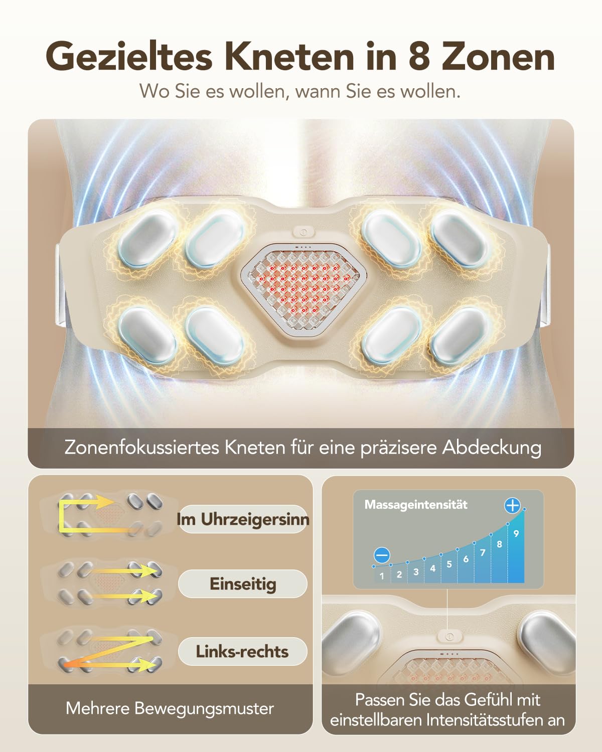 SKG® Das Original kabelloser Massagegürtel mit Wärme für den unteren Rücken – tragbar & verstellbar, Puls- und Vibrationsmassage zur aktiven Muskelentspannung, Geschenk für Mama Damen Herren, W9 Pro