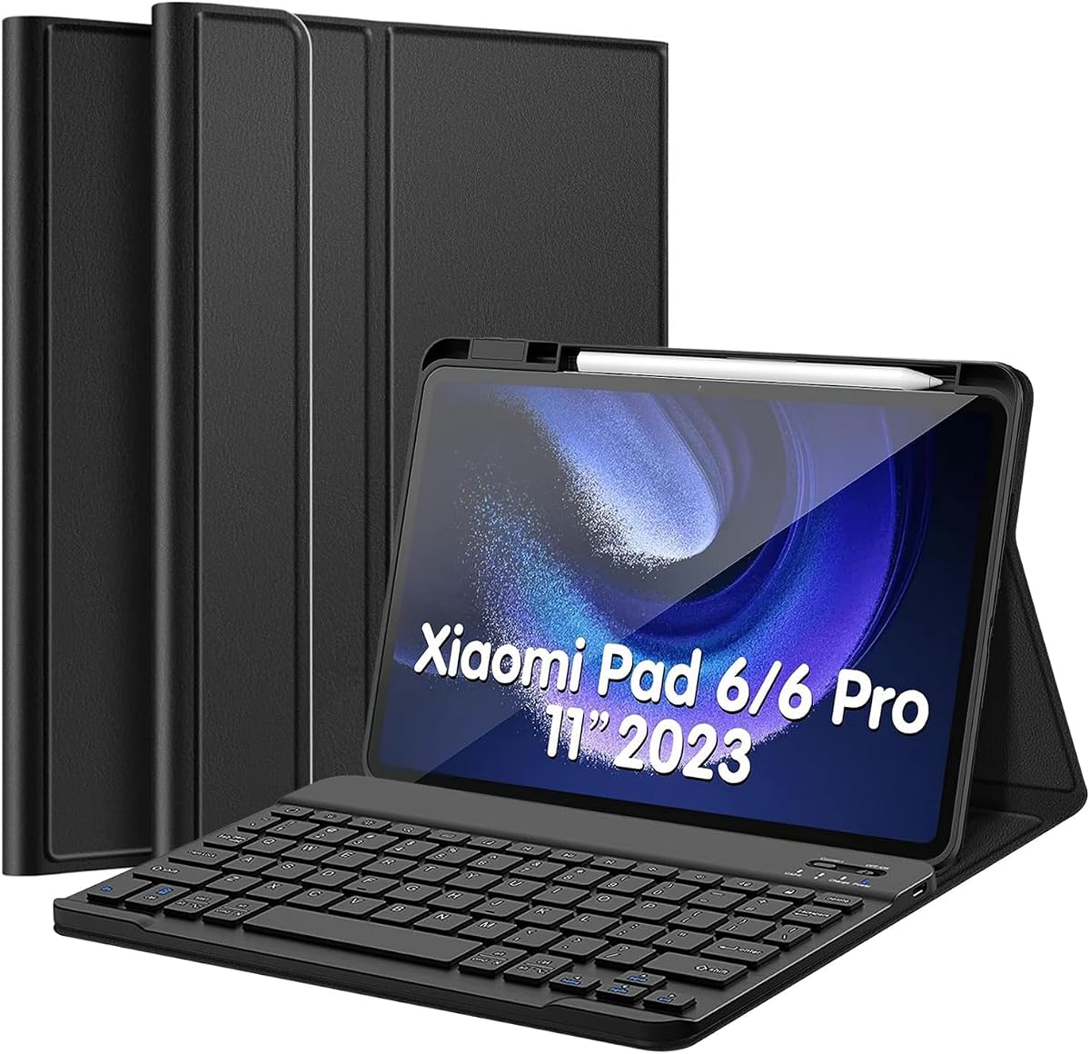 Funda de teclado para tableta Xiaomi Pad 6 / Pad 6 Pro de 11 pulgadas 2023, cubierta delgada de PU con teclado Bluetooth inalámbrico magnéticamente desmontable (Xiaomi Pad 6/6 Pro 11)