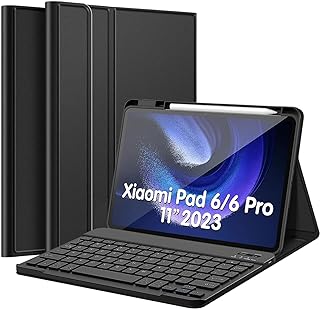 Keyboard Case for Xiaomi Pad 6 / Pad 6 Pro 11 Inch 2023 Tablet, Slim PU Stand Cover with Magnetically Detachable Wireless Bluetooth Keyboard (Xiaomi Pad 6/6 Pro 11)