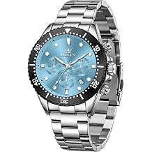 OLEVS Mens Watches Stainless Steel Chronograph Professional Business Fashion Casual Quartz Wrist Watch for Men Waterproof Analogue Dress Male Wristwatch All-Day Accessory Gift for Him