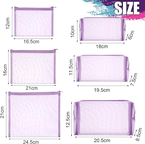 Miniatura 9 de 6 bolsas de maquillaje de malla, bolsa de cosméticos de malla, portátil, organizador de viaje, bolsa con cremallera, bolsas de maquillaje para el