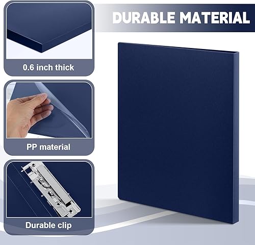 Miniatura 10 de Teling Paquete de 12 carpetas de abrazadera sin perforaciones de 8.5 x 11 pulgadas, clip de metal y cubiertas de polietileno, carpeta sin anillo con