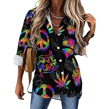 Womens Casual Button Down Long Sleeve Shirts Irregular Hem Button Down V Neck Tops