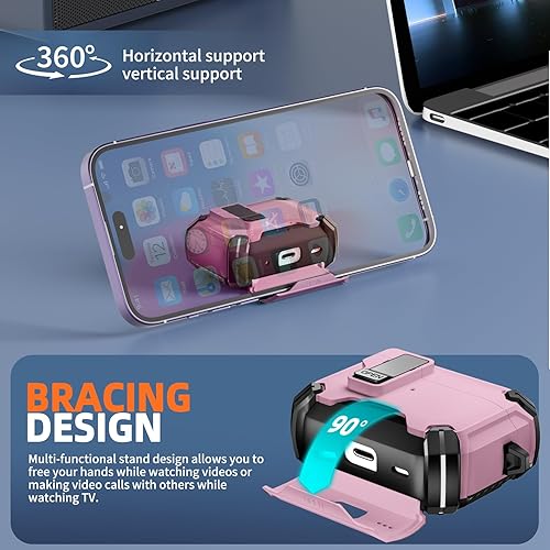 Miniatura 3 de Inesore Funda compatible con AirPods Pro de 21 generación con soporte para teléfono y kit de limpieza, compatible con MagSafe, bloqueo automático