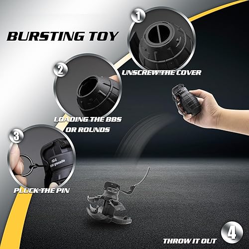 Miniatura 2 de M26 CS Grenadas de mano Juguetes Modelo de juguete de resorte de impacto para juegos de batalla Tactcial Airsoft Paintball (negro)