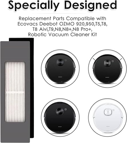 Miniatura 7 de 5 filtros Hepa compatibles con robot aspirador Ecovacs DEEBOT OZMO 920 950 T8 AIVI Max T9 T5 N5 N7 N8+ N8 Pro Plus DX55 DX93 DJ65, kit de filtro de