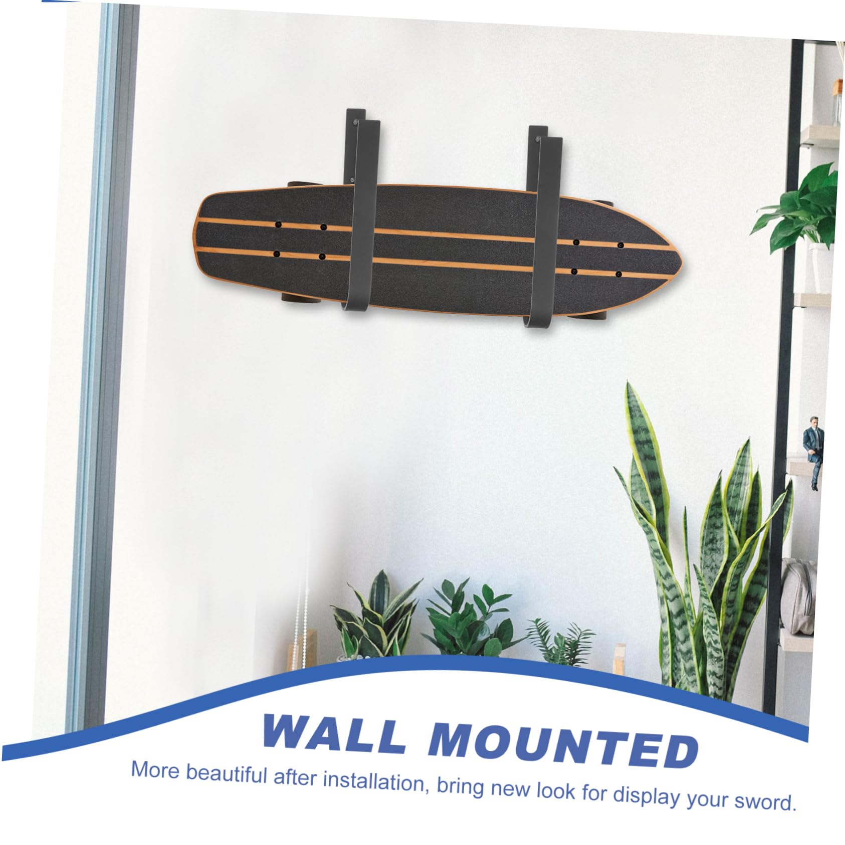 BESPORTBLE Support Mural pour Skis Et Skateboards Crochet Métallique De Rangement Protection Rayures Et Chocs Design Sobre pour Intérieur