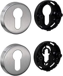 JUVA Türrosette Edelstahl matt rund - 1 Paar Tür-Rosetten Abdeckung für Zimmertüren PZ-Zylinder - Rosette Türschloss mit Zubehör - Zylinderrosette, Schlüsselrosette H8250 - Rosette-Türschloss