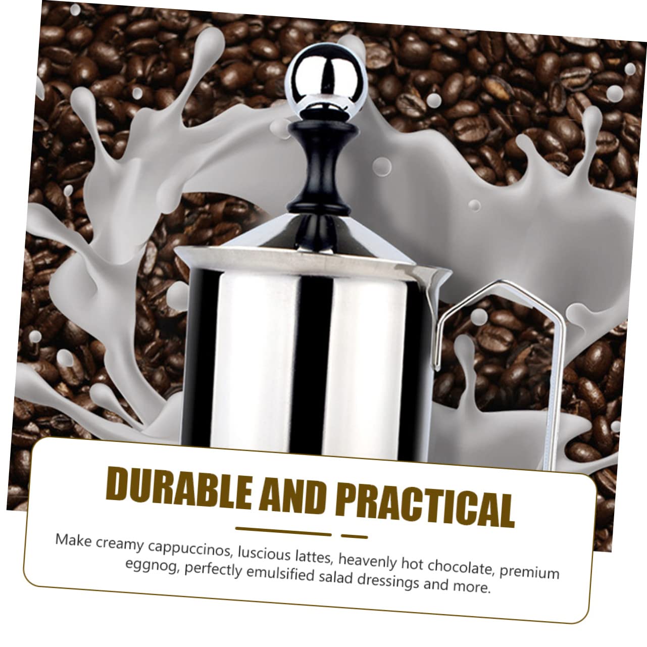 Montalatte in Acciaio Inox Argento Manuale per Caffè e Latte