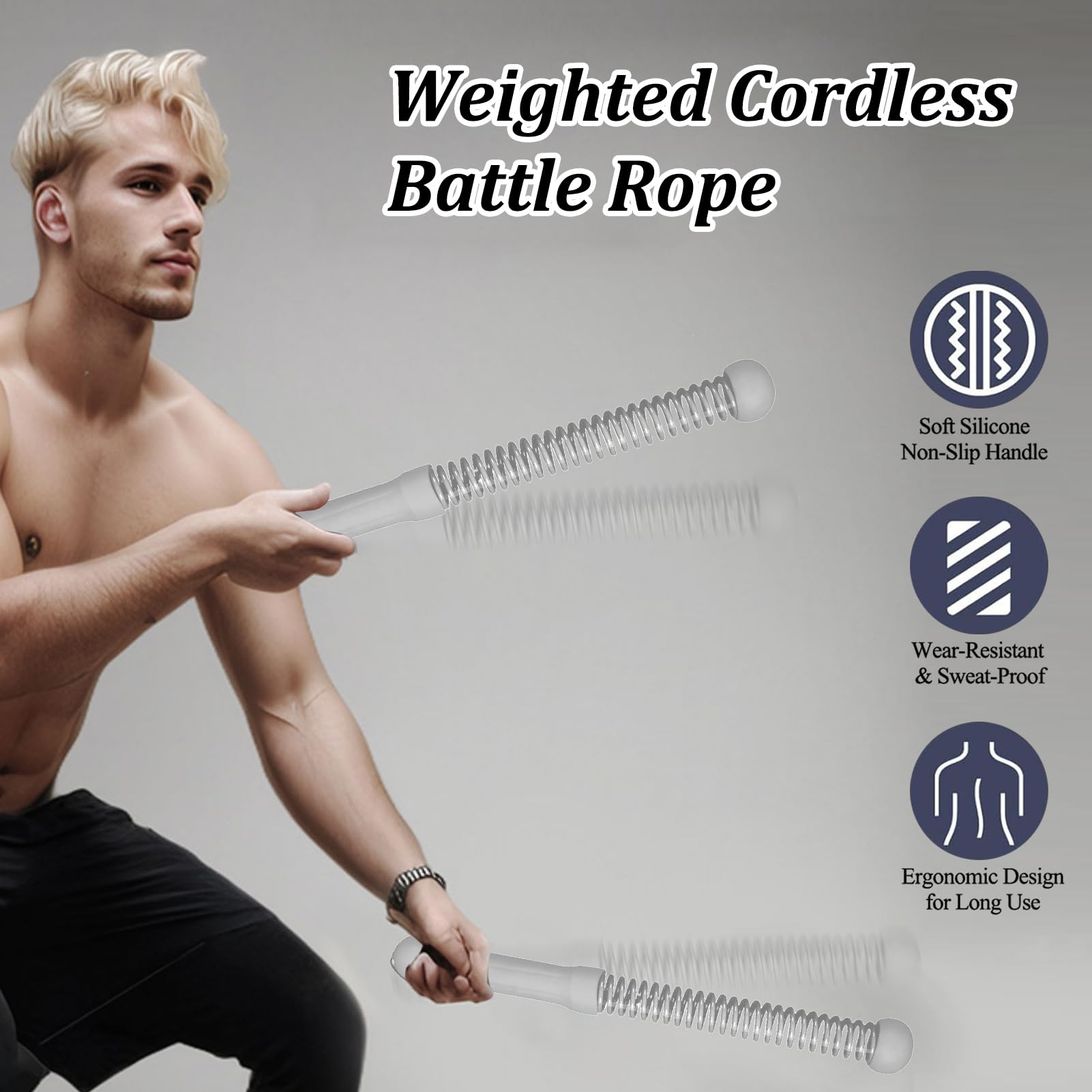 Battle Liny Ci??kie | Bezprzewodowe Obci??one Liny Do ?wicze? | 2 Sztuki Sprz?t Do Treningu Si?owego Dla Kobiet M??czyzn Pocz?tkuj?cych Sportowców Mieszka?ców Domów i