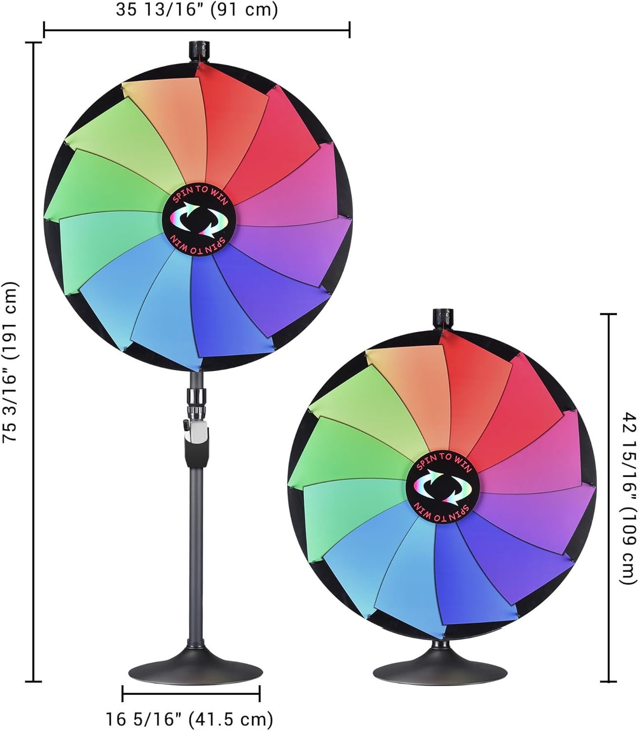 36 inch Spin Wheel Adjustable Tabletop and Floor Stand, Dual Use Wheel of Fortune Wheel Spinner with Dry Erase Marker & Eraser, Spinning Prize Wheel for Carnival Tradeshow Parties