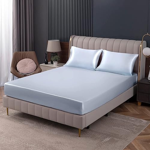 Miniatura 37 de Homiest Sábanas Bajeras de Satén Negro Tamaño Full con Bolsillo Profundo, Lujo y Ultra Suave, Ropa de Cama Individual, Vendidas por Separado