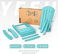 Vista 9 de YEFU Silla Adirondack de plástico resistente a la intemperie, sillas de patio con instalación fácil en 5 pasos, se ve exactamente como madera real