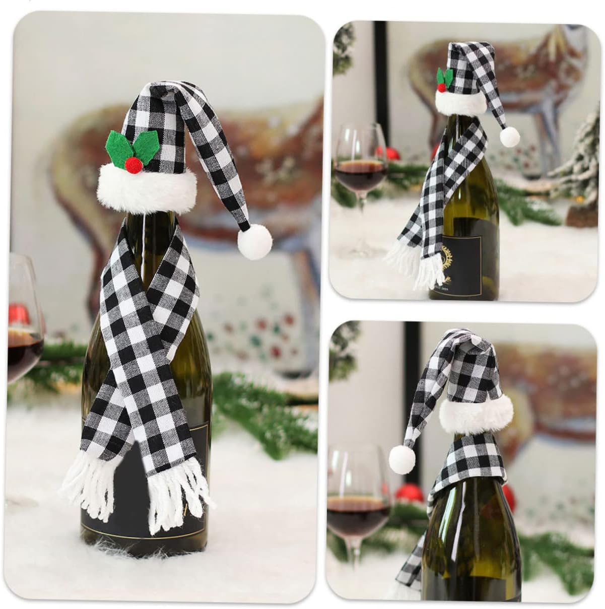 Xmas Wine Bottle Cover 2 Sets Cloth Christmas Decor for Party