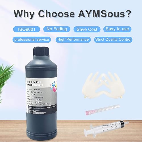 Miniatura 10 de Kit de tinta de repuesto de tinta negra, tinta de tinte de 8.5 fl oz para impresoras de inyección de tinta HP, cartucho recargable, sistema CISS CIS