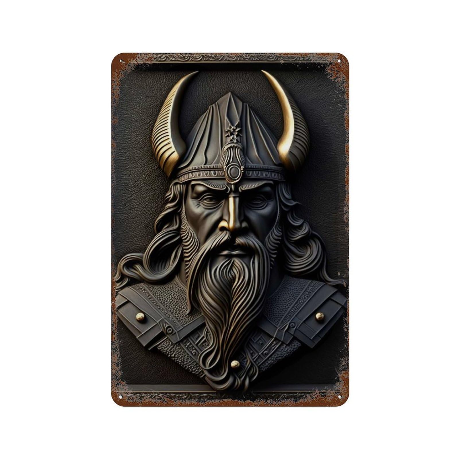 Rust Effect Gold Relief Deco Decorative Tin Sign 11.8"x7.9", Classic Wall Plaque for Pub, Kitchen And Man Cave Decor