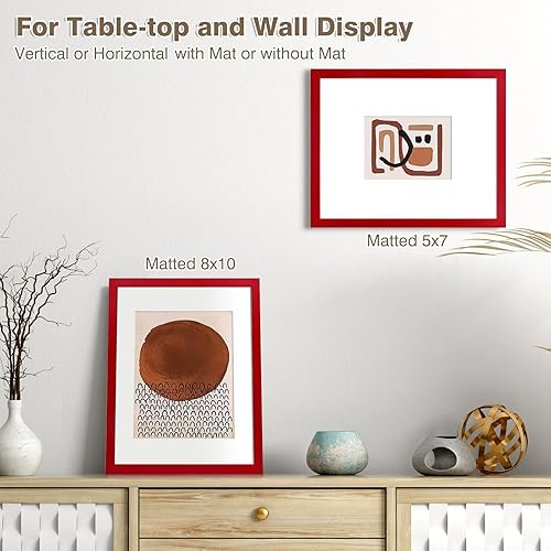 Vista 352 de KINLINK Marco de fotos A4 natural, de madera maciza con plexiglás acrílico para fotos A5 con paspartú o A4 sin paspartú, marco de fotos para mesa