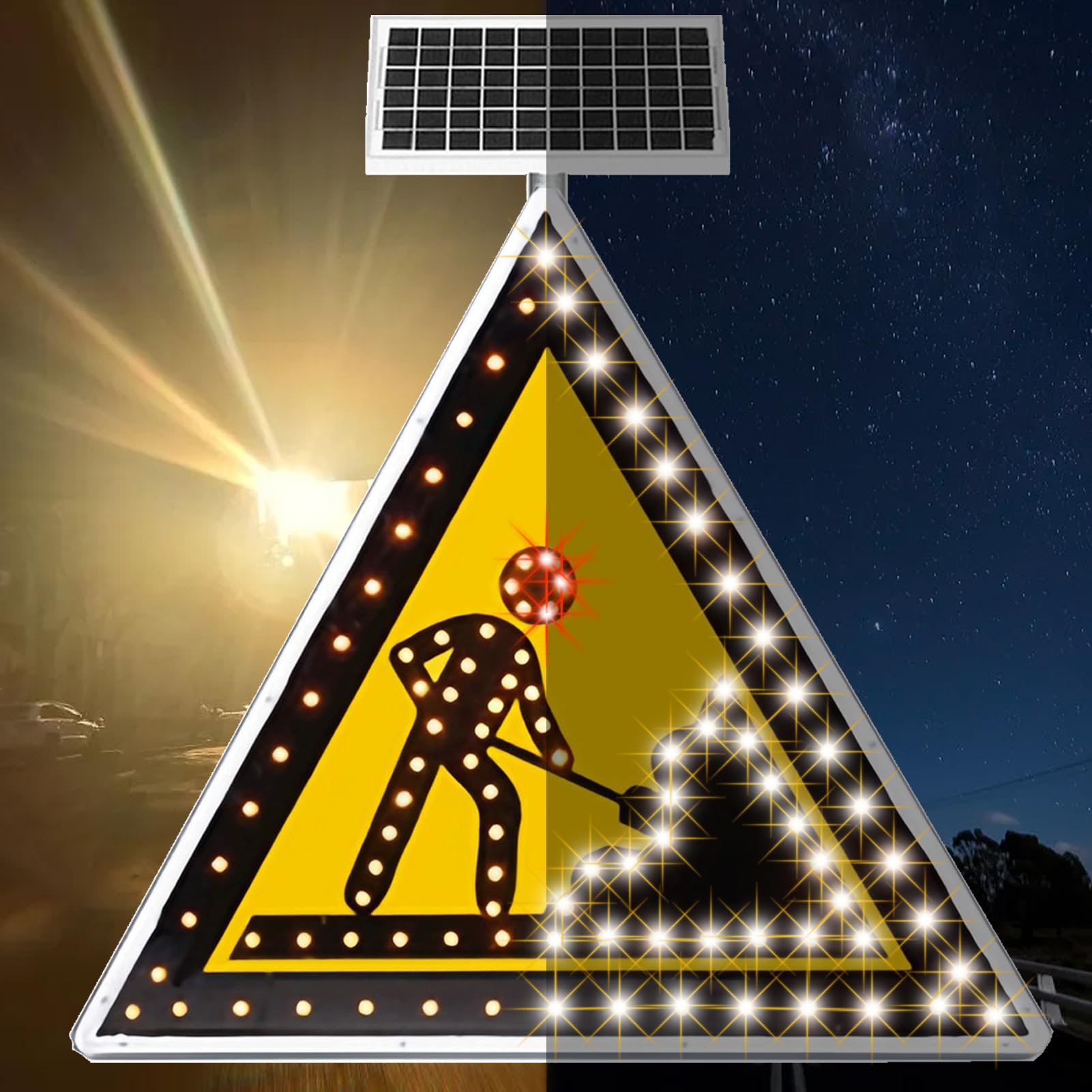 señales metálicas de Aluminio para tráfico Vial, decoloración, para Uso en Exteriores, energía Solar, lámpara led Intermitente de Alta luminosidad