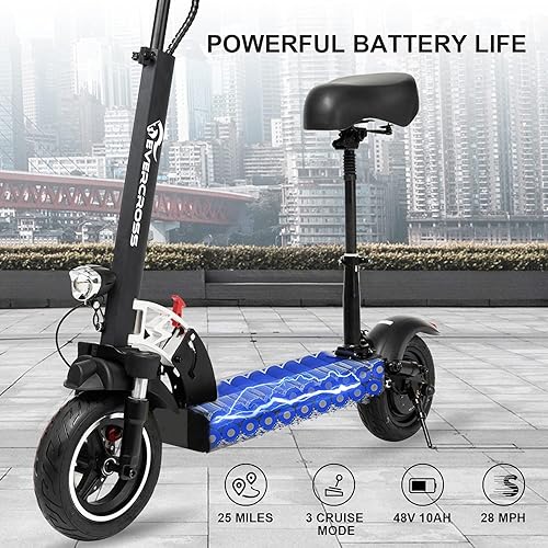 Miniatura 3 de EVERCROSS Scooter eléctrico H5 scooter eléctrico para adultos con motor de 800 W neumáticos sólidos de hasta 28 MPH y 25 millas-10 pulgadas scooter