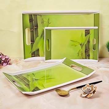 U.P.C. UPC Crystal Melamine Ocean Series Serving Tray, (Multicolor, Small, Medium and Large Size) Set of 3