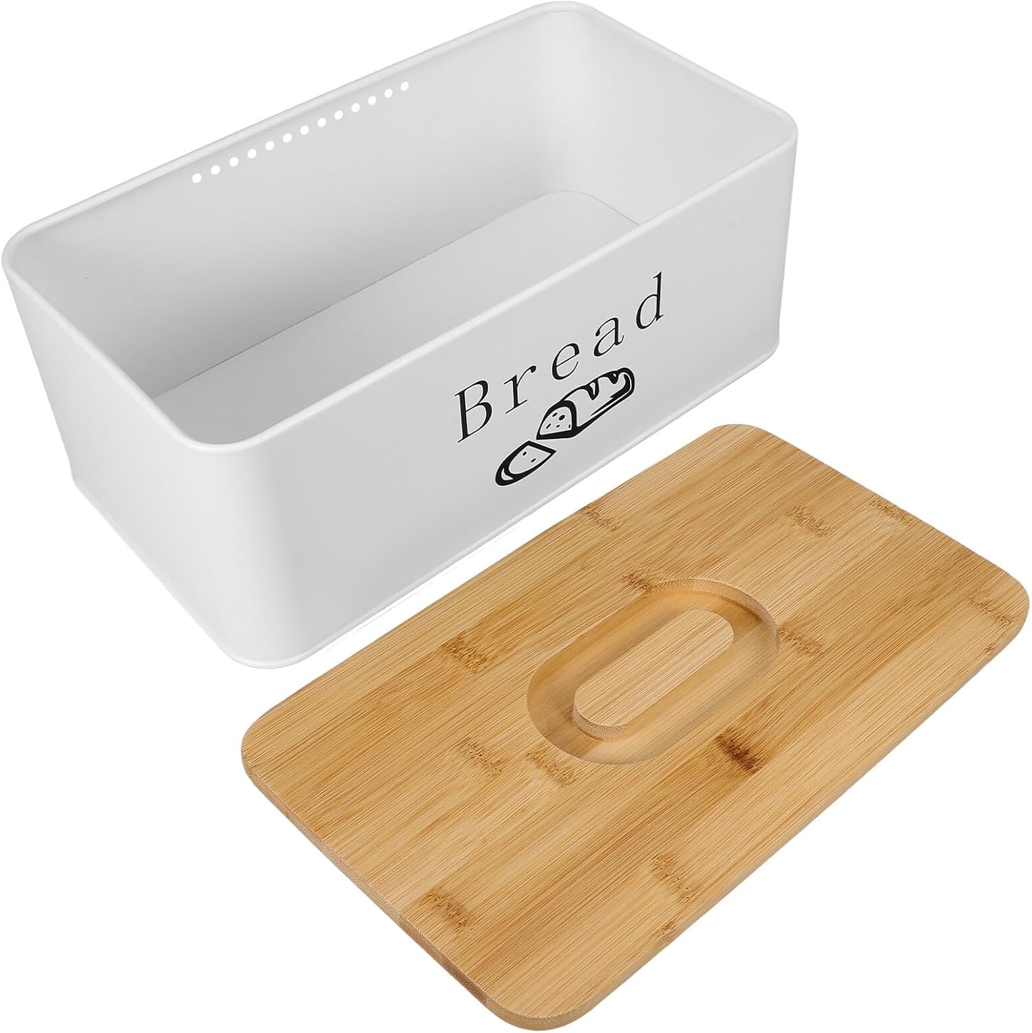 Metal Bread Box with Custom Groove Lid Kitchen Bread Storage Bin for Countertop and Bakery Organization