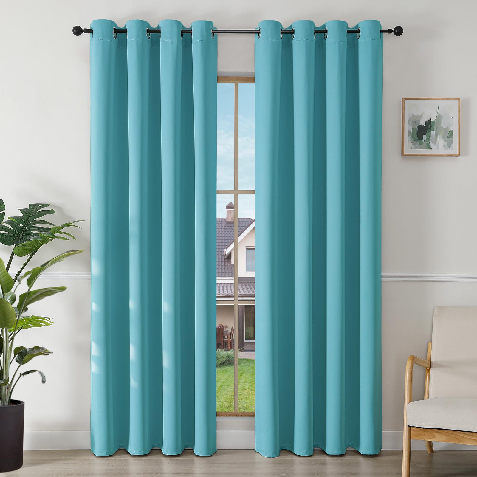 Joydeco Blickdichte Vorhänge mit Ösen Gardinen 2er Set