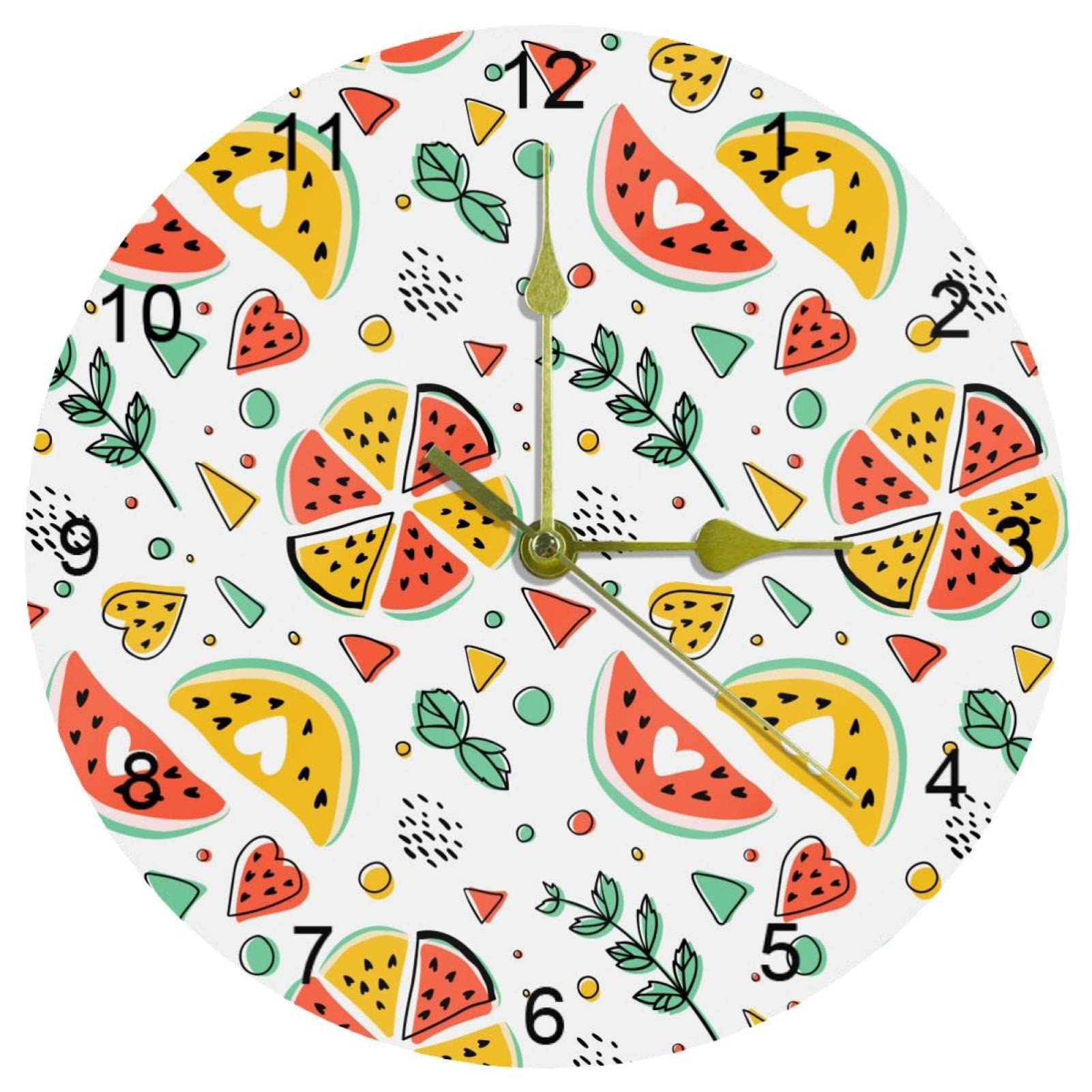 Horloge murale ronde sans tic tac pour cuisine et salon