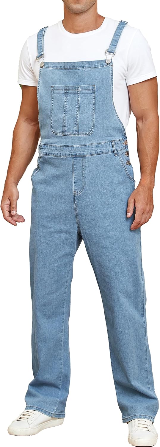 Mens Denim Bib Overalls Slim Fit Stretchy Fashion Jamaica Ubuy