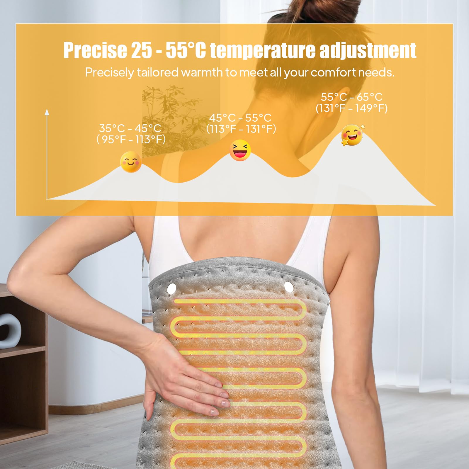 Almohadilla térmica eléctrica 100x50cm, calentador de pies 2 en 1 - Almohadilla térmica extragrande para aliviar el dolor de espalda y abdomen-Con temperaturas y temporizador, lavable-hogar y oficina