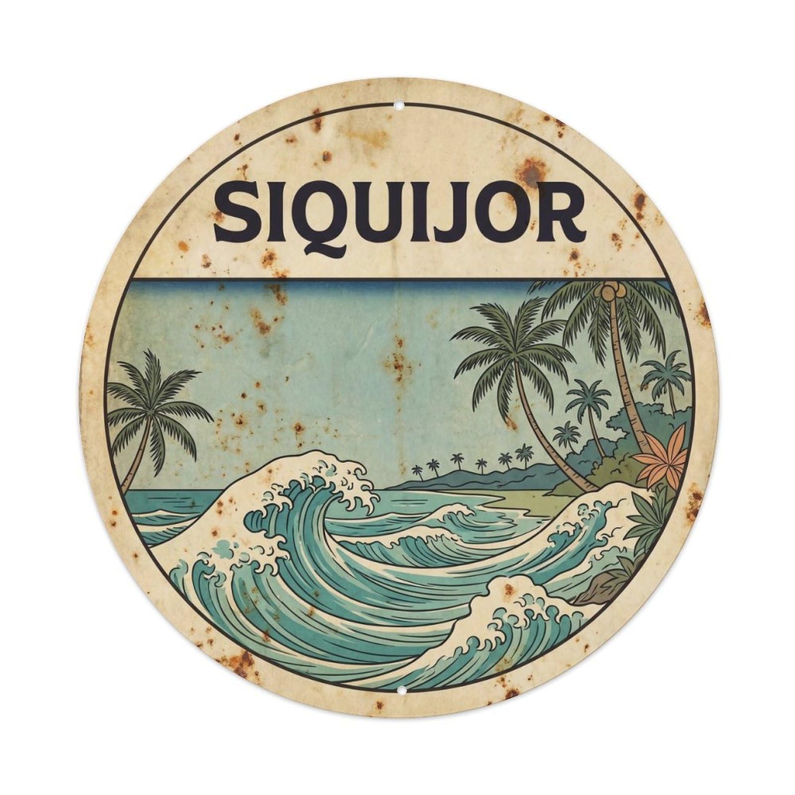 Siquijor Island Tropical Vintage Woodcut Metal Tin Sign