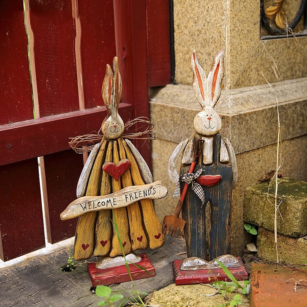 Posągi ogrodowe na zewnątrz dziedziniec retro królik kartka powitalna ręcznie robione ozdoby domowe, używane do ogrodu restauracji hotelu karta powitalna dekoracja figurki ogrodowe