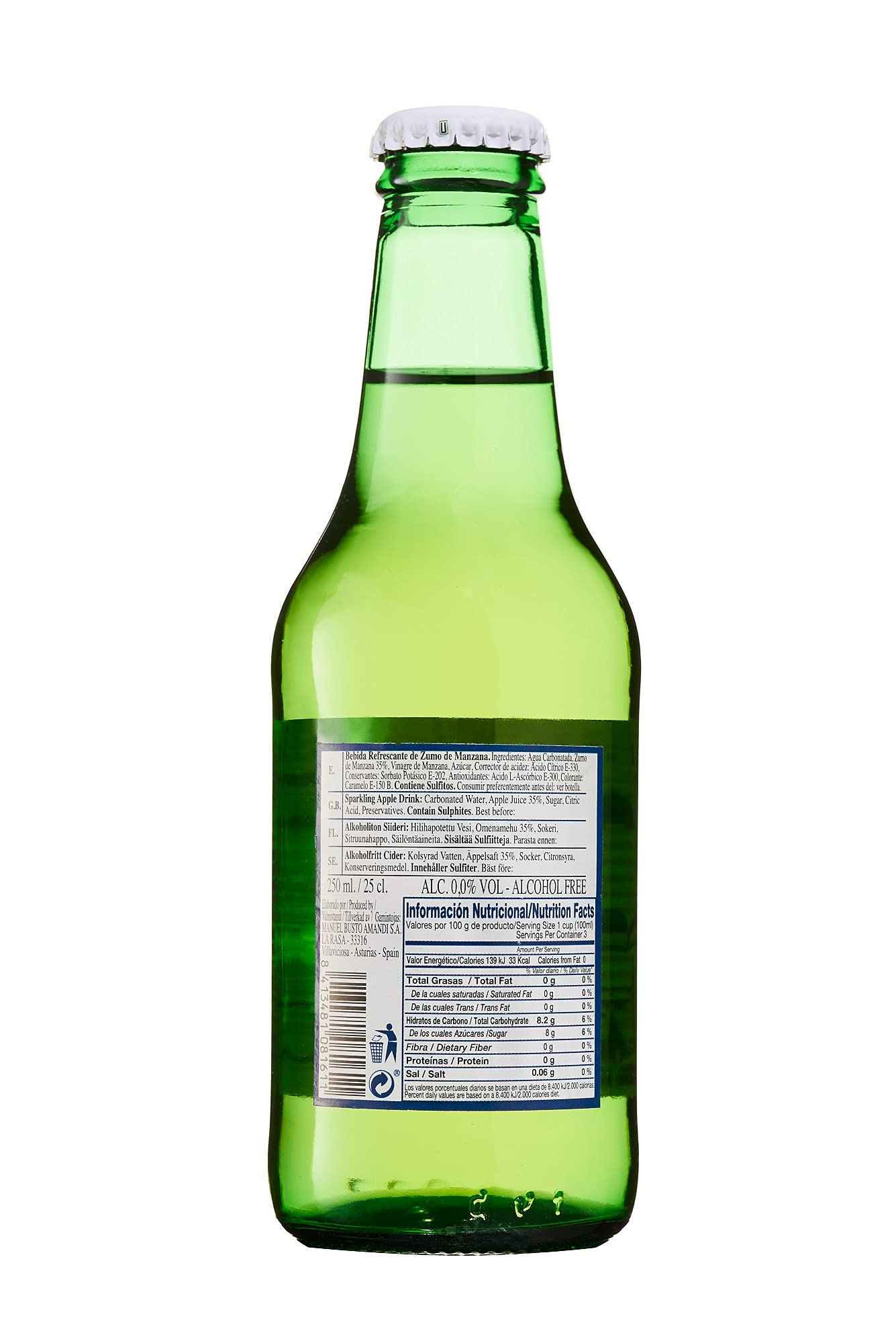 Sidra espumosa Mayador sin alcohol PACK 24 botellas x 25cl