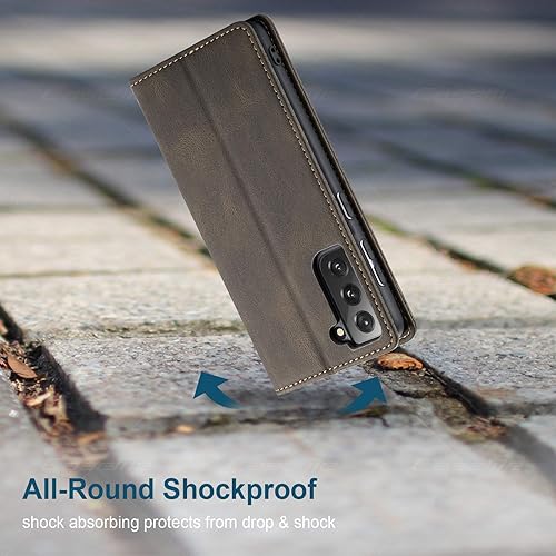 Miniatura 7 de Funda tipo cartera para Samsung Galaxy S21 5G con tarjetero y bloqueo RFID, función atril magnética, funda de piel con tapa para Samsung Galaxy S21