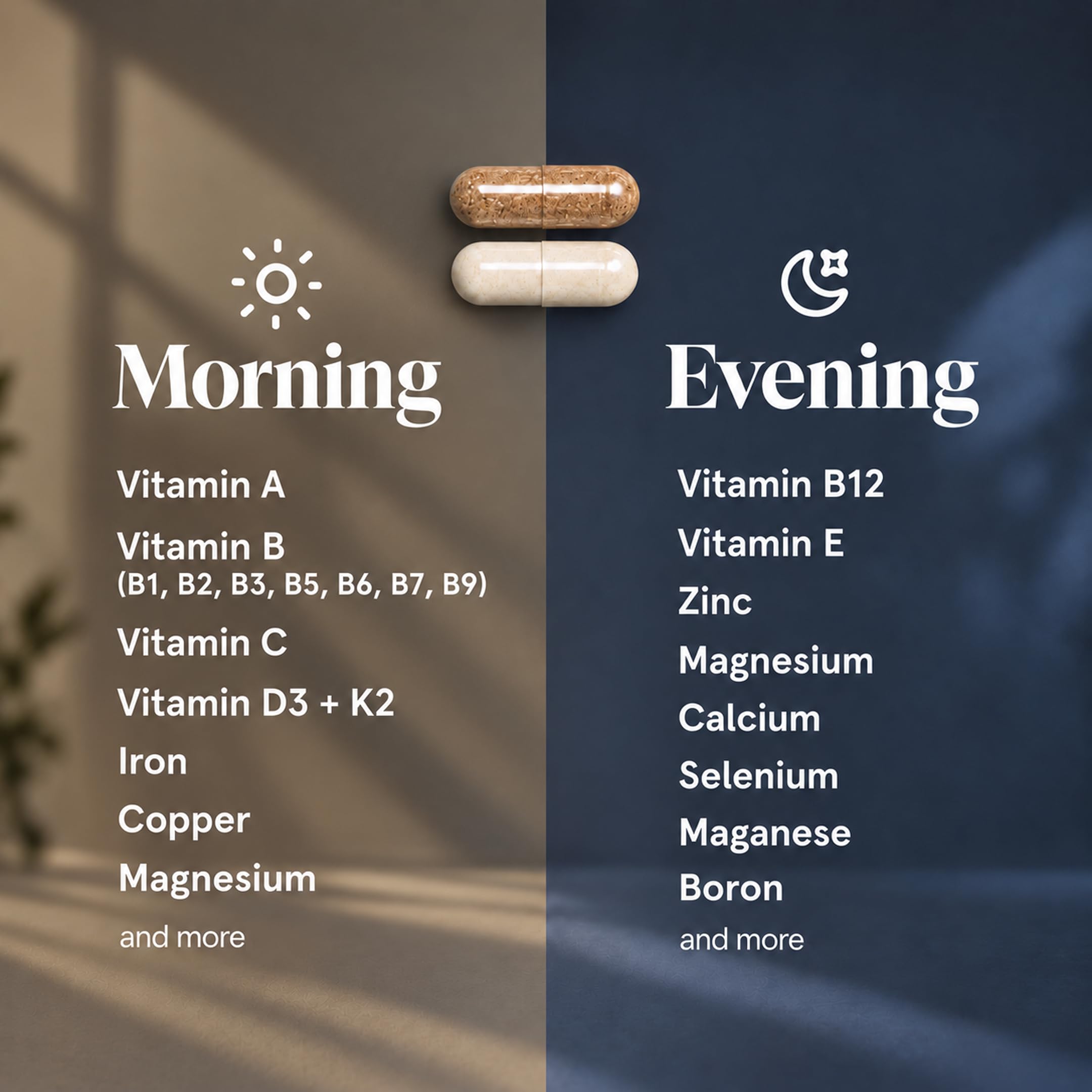 Näck Multivitamin & Mineral Dual Formula | Morning & Evening Formula | Superior Absorbency | 100% RDA for 21 Essential Vitamins and Minerals | 60 Veg Capsule — Amazon image 8