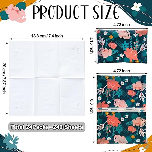 Vista 21 de PerKoop Paquete de 100 pañuelos de bolsillo para viajes, pequeños pañuelos faciales tamaño cartera, papel higiénico para viajes, suministros