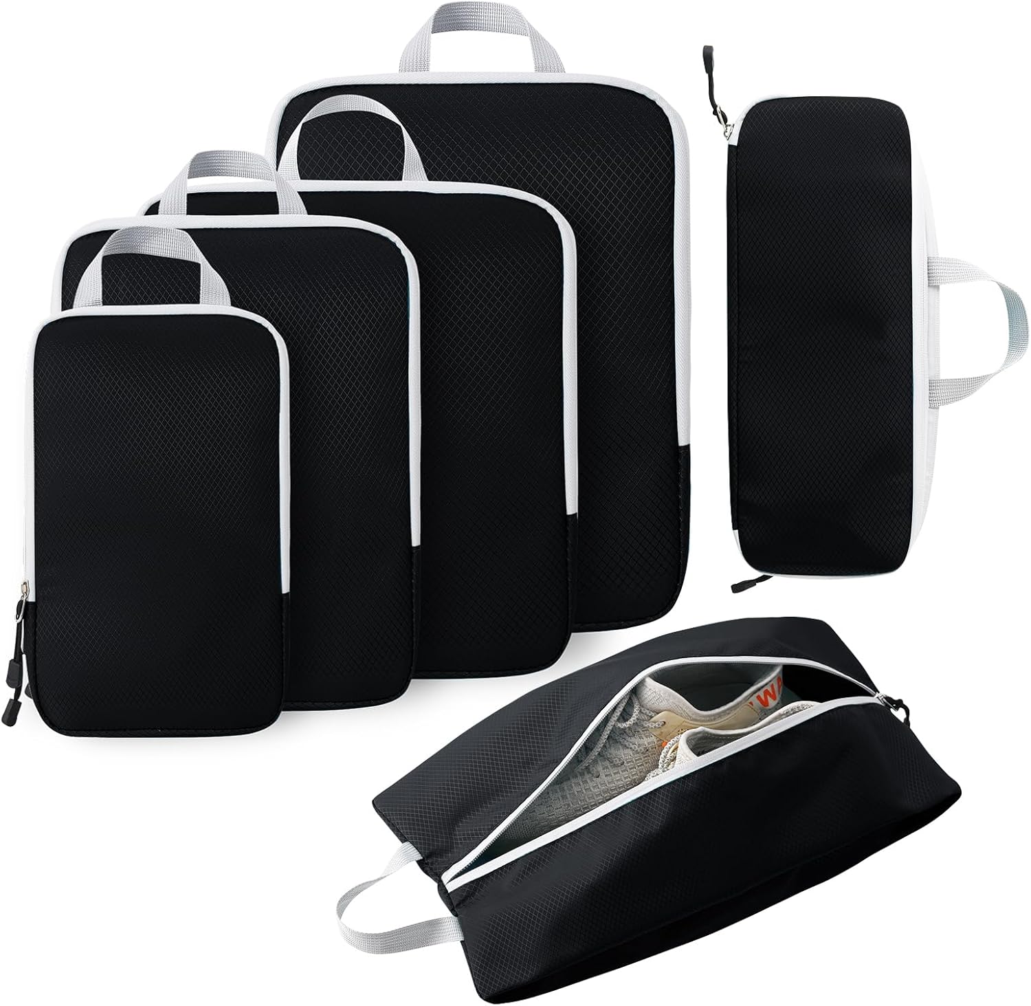 VINOWO Compression Packing Cubes for Suitcases, 6 Set Packing Cubes for Carry on Suitcase