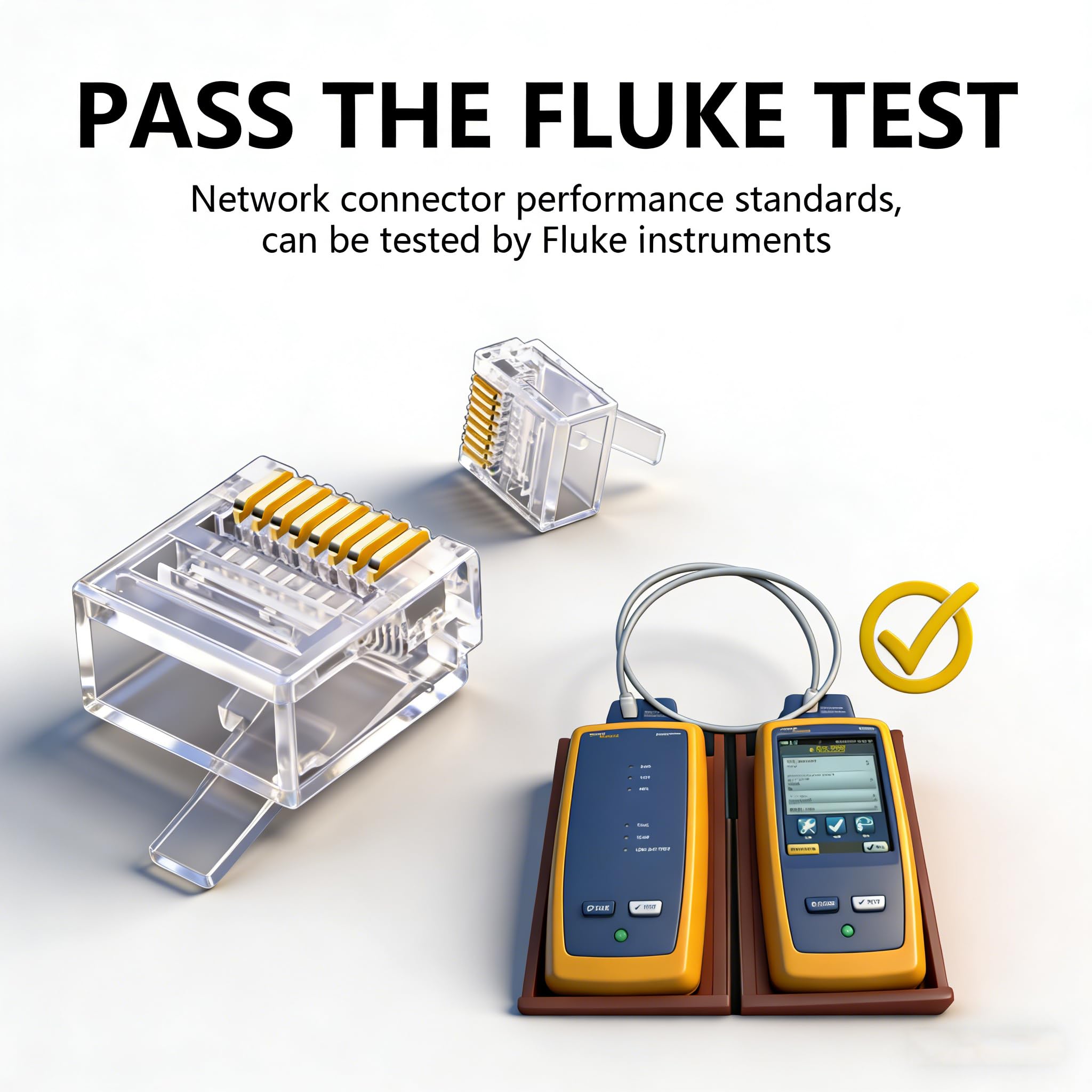 Jadaol Confezione da 50 connettori RJ45 Cat6 (estremità Cat6/spine modulari RJ45/spine Ethernet/connettore di rete) per cavo piatto 30/32AWG, 8P8C con barra di carico, cablaggio T568B, placcato oro