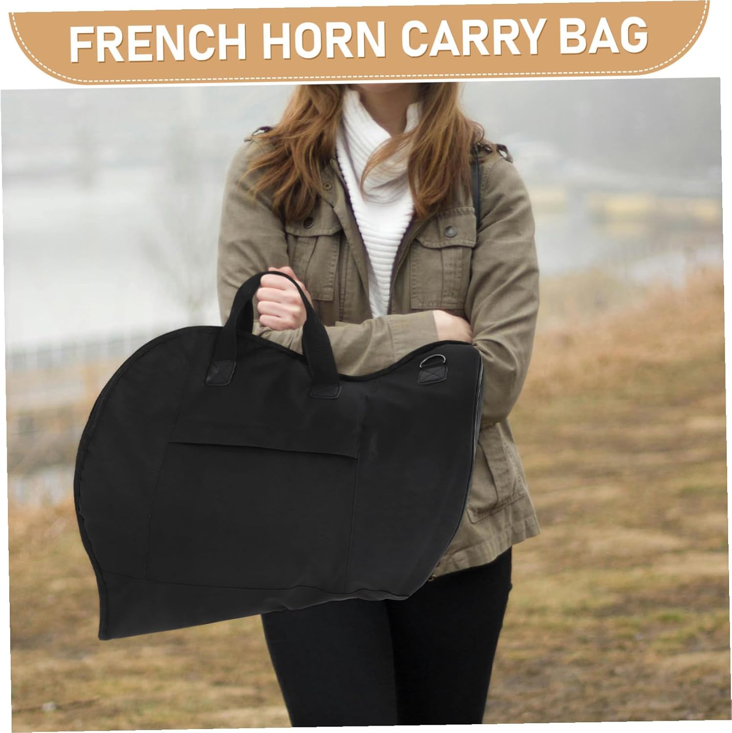 Milisten Portable French Horn Bag with Shoulder Strap Lightweight Musical Instrument Carry Bag Cotton Padded Protection Random Color Handle for Students