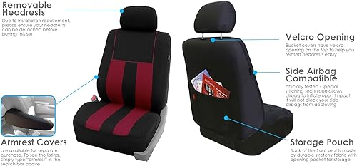 Miniatura 9 de FH Group Juego de fundas de asiento de coche de tres filas llamativas a rayas, funda para volante y almohadillas para cinturón de seguridad, bolsa