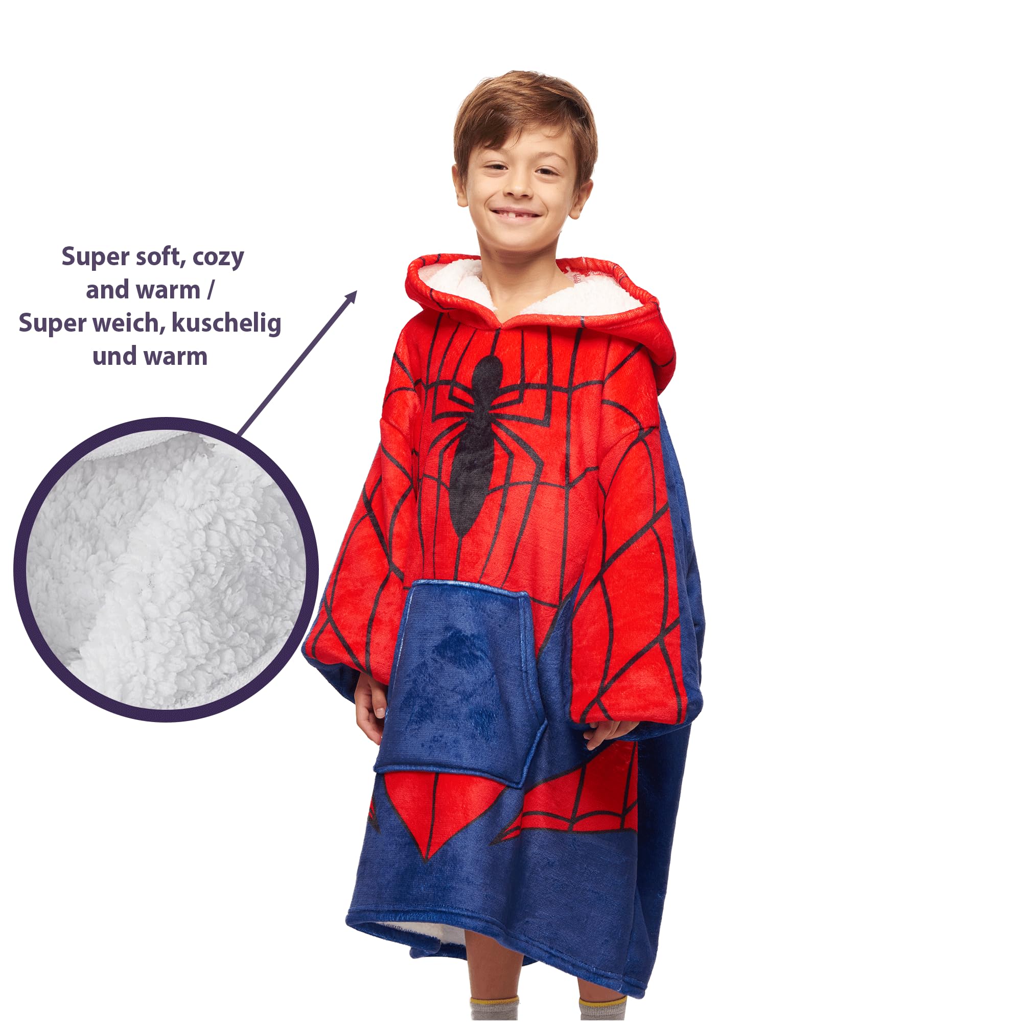 Disney Home Spiderman- Übergroße Hoodie Sweatshirt Decke mit Kapuze für Junge Kinder- Spiderman Oversized Sherpa Fleece Kapuzenpullover… – Ansicht 6