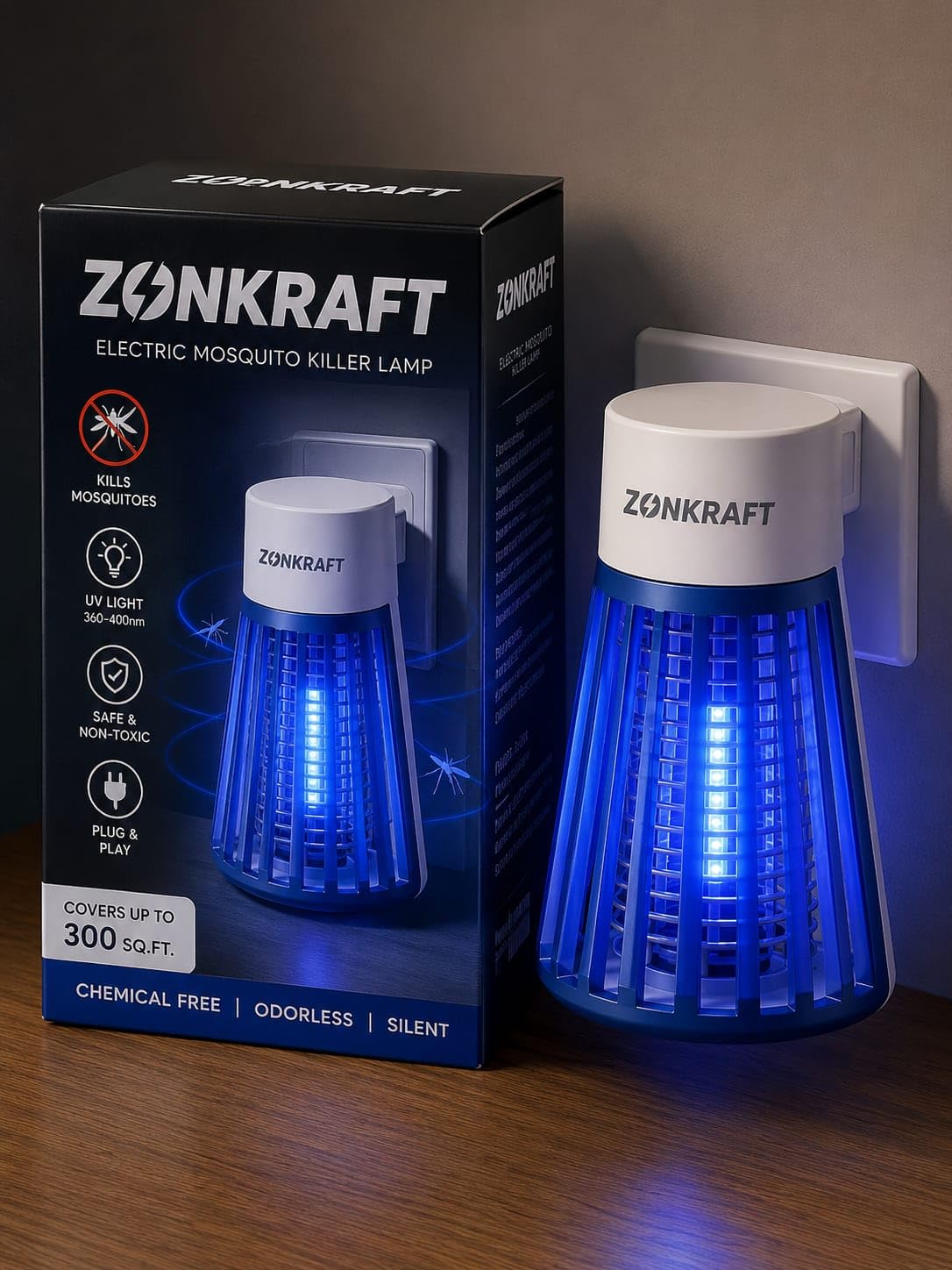 Lifestyle Electric Mosquito Killer Lamp, White, ABS Plastic, UV Light with High Voltage Grid, Silent Operation, Modern Cylindrical Style-image-35