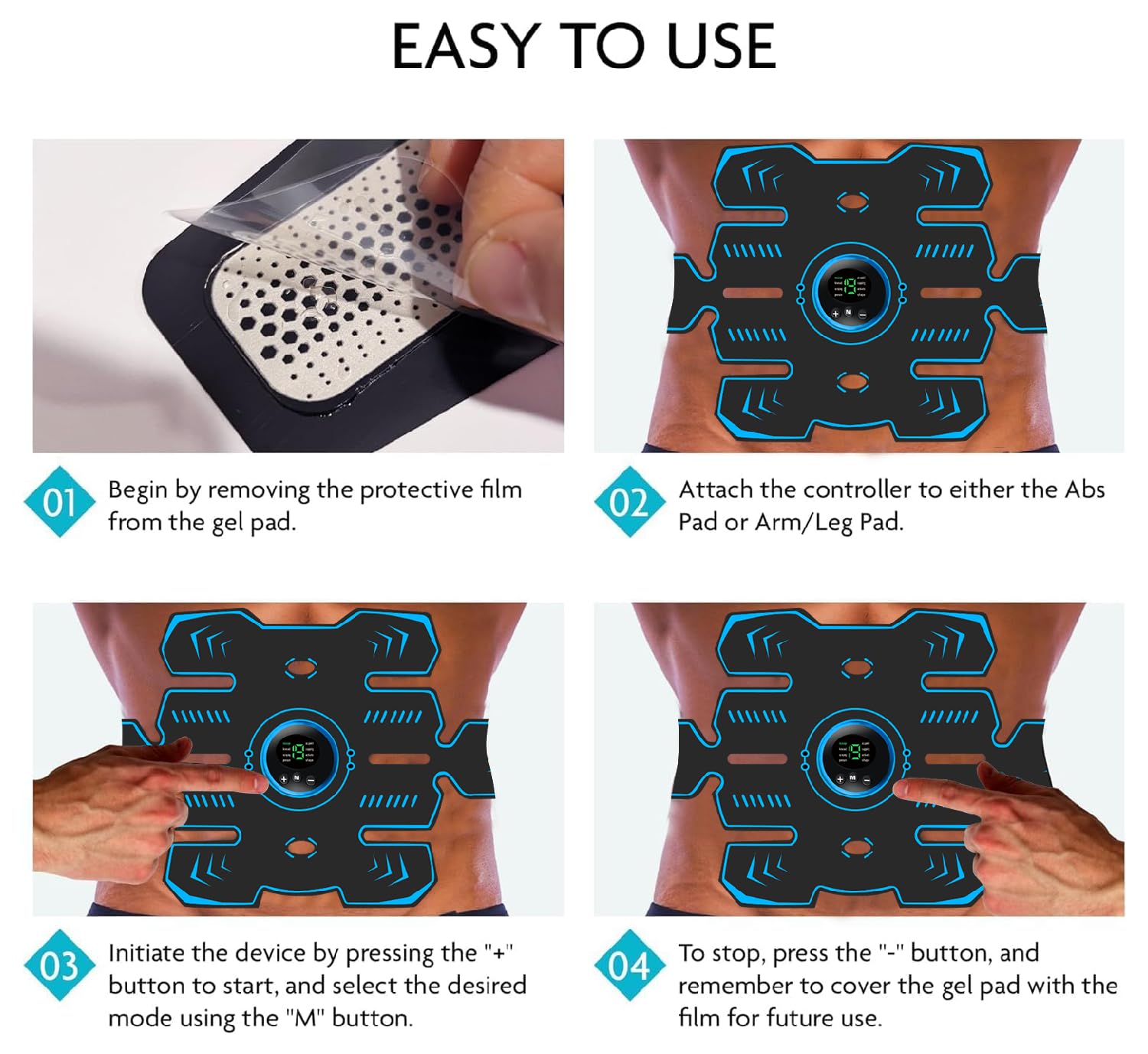 Elettrostimolatore Muscolare EMS - Cintura Addominale Ricaricabile USB, 8 Modalità, 19 Livelli - Foto 5