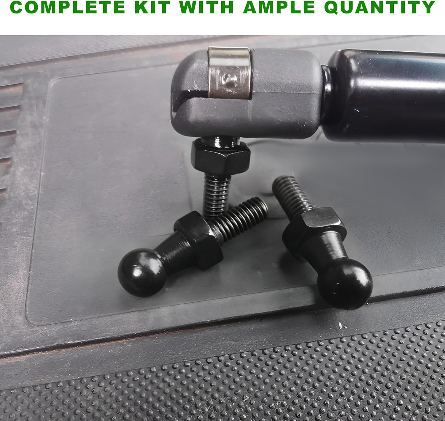 4 PCS 10mm Ball Stud with Hardware Nuts, 5/16"-18 Thread 9/16" Long Shank Ball Ended Gas Spring Strut Studs, Carbon Steel Gas Strut Mount Stud for Bonnet Lift Support (Black)